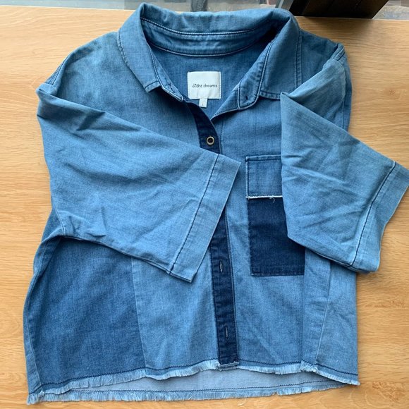 Revolve ei8ht dreams Color Block Crop Button Up - Picture 5 of 6